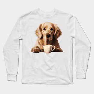 Golden Retriever Drinking Coffee Long Sleeve T-Shirt